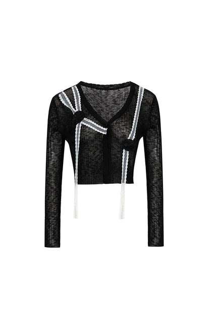 Pompon-Strickjacke