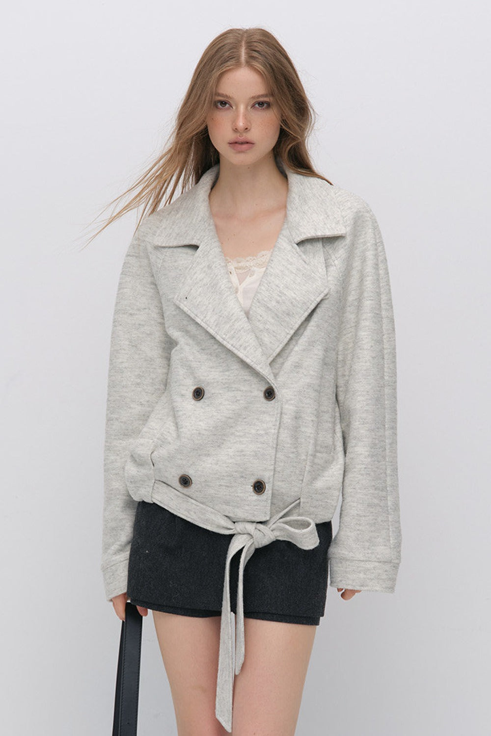 Belted Wool A-Line Skirt
