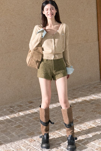 Large U-Neck Knit Cardigan