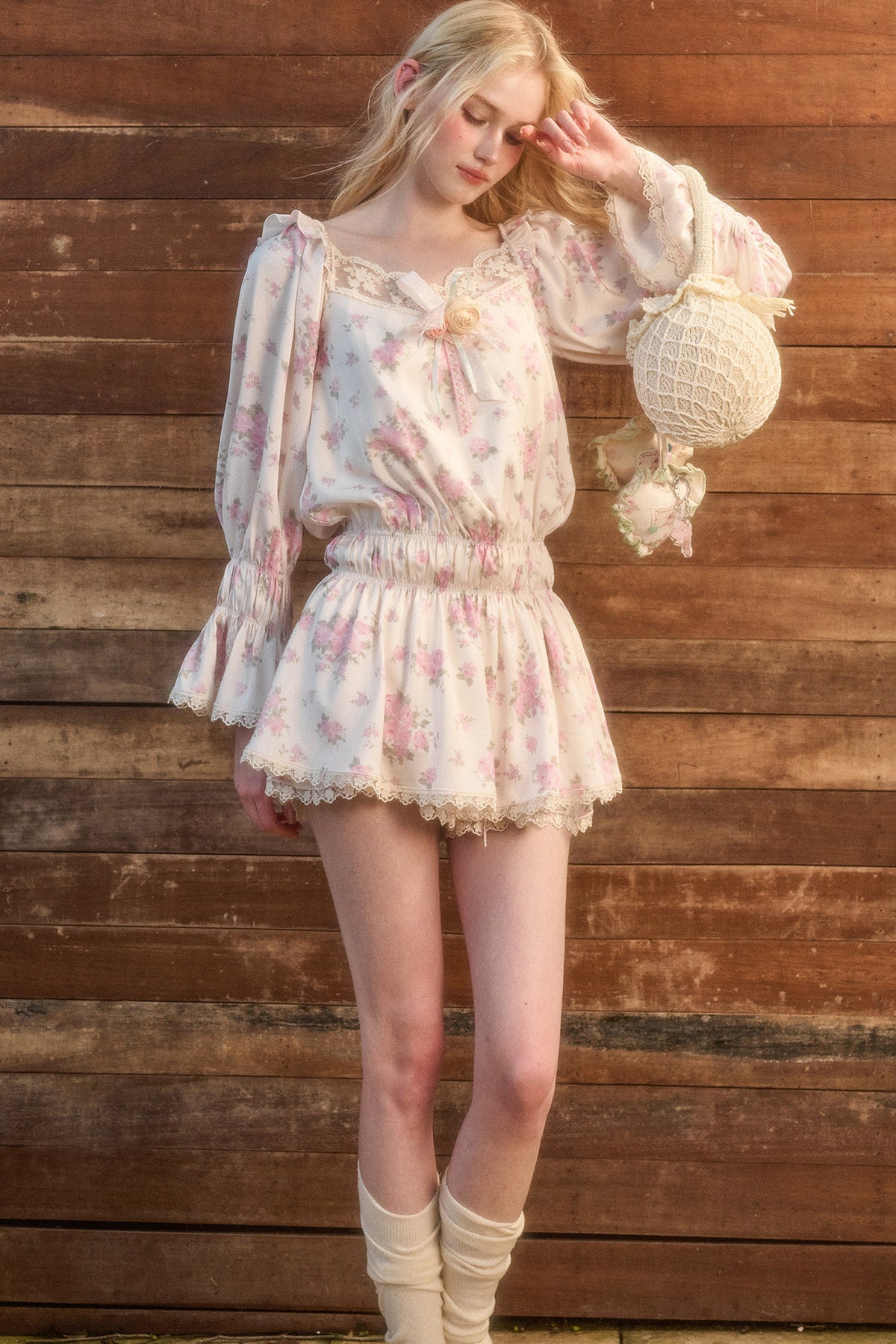 Floral Two-Piece Blouse and Shorts Set-Up