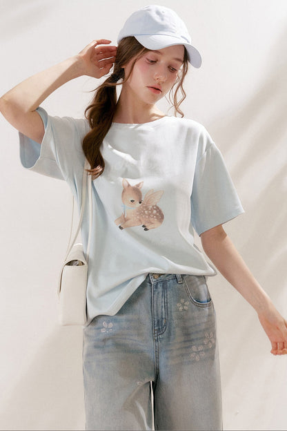 Floral Rhinestone Wide-Leg Denim Pants