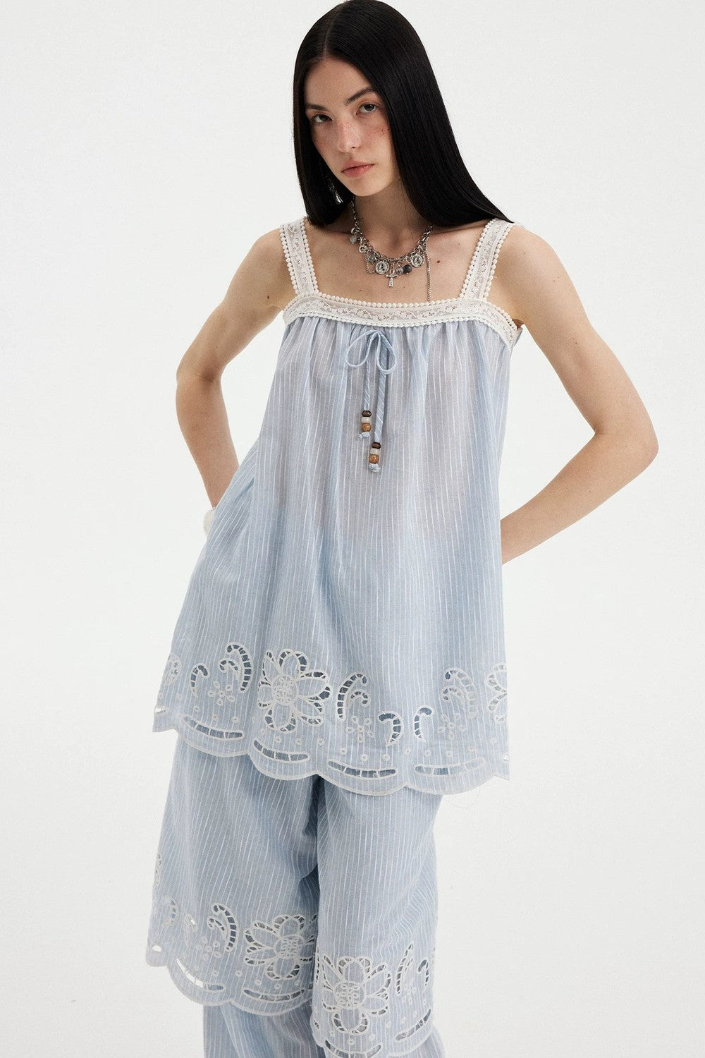 Embroidered Cutout Camisole Set
