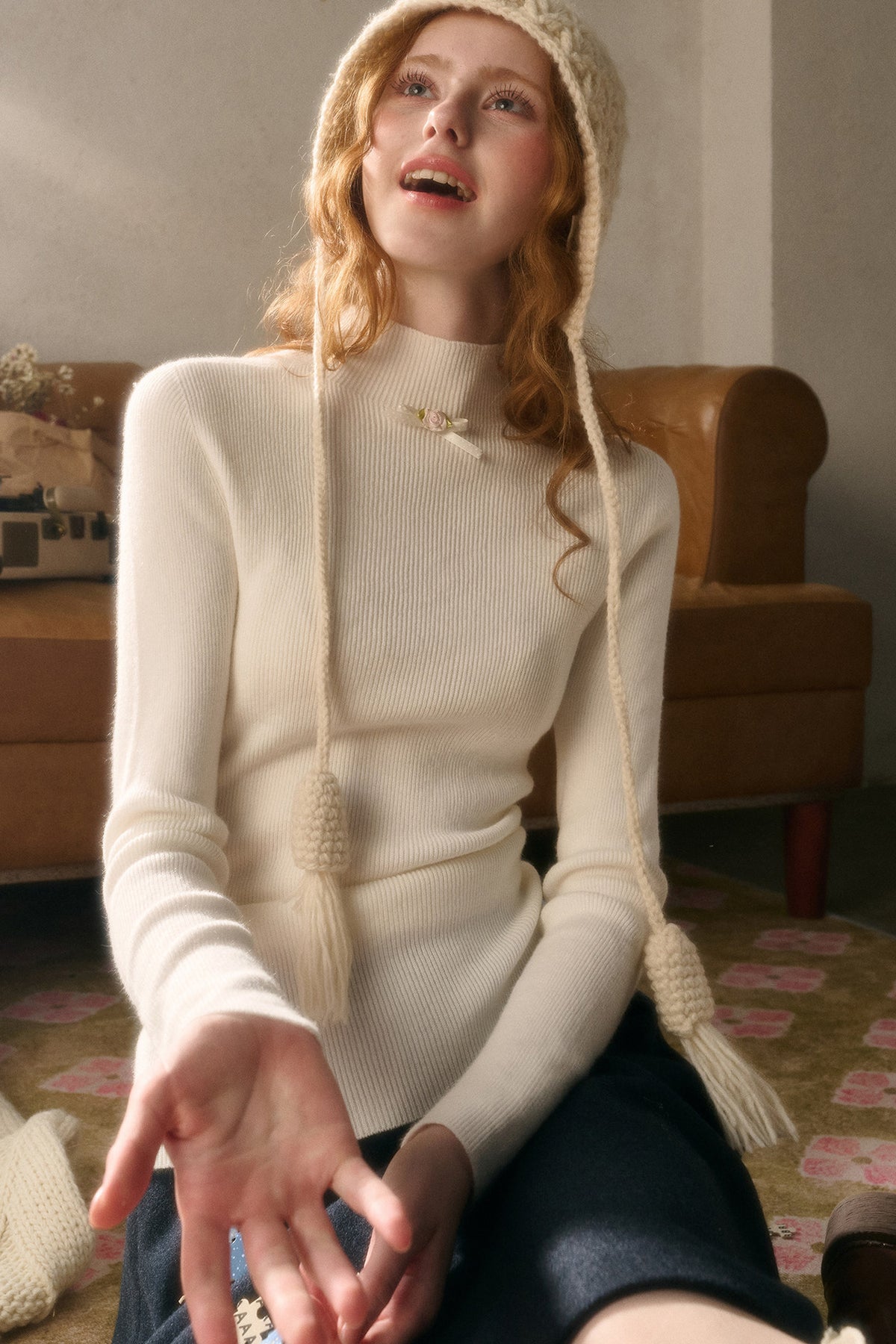 Maglione a maglia con fiocco