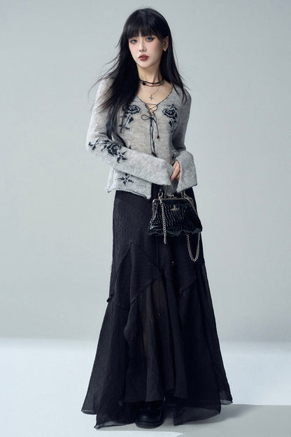 Black Asymmetrical Maxi Skirt