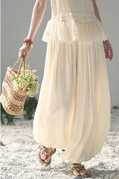 French Lace Summer Top and Pants Set