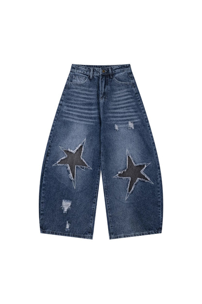 Retro Distressed Scimitar Jeans