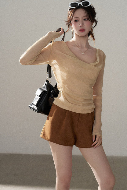 Off-Shoulder Rhinestone Knit Top and Skirt Set-Up