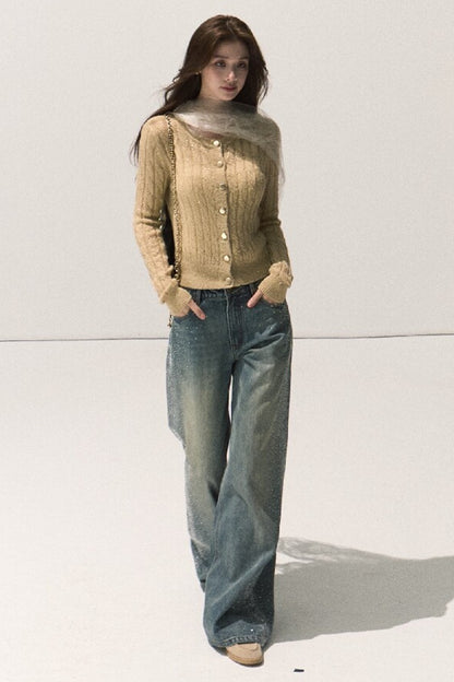 Wool Cable Knit Cardigan
