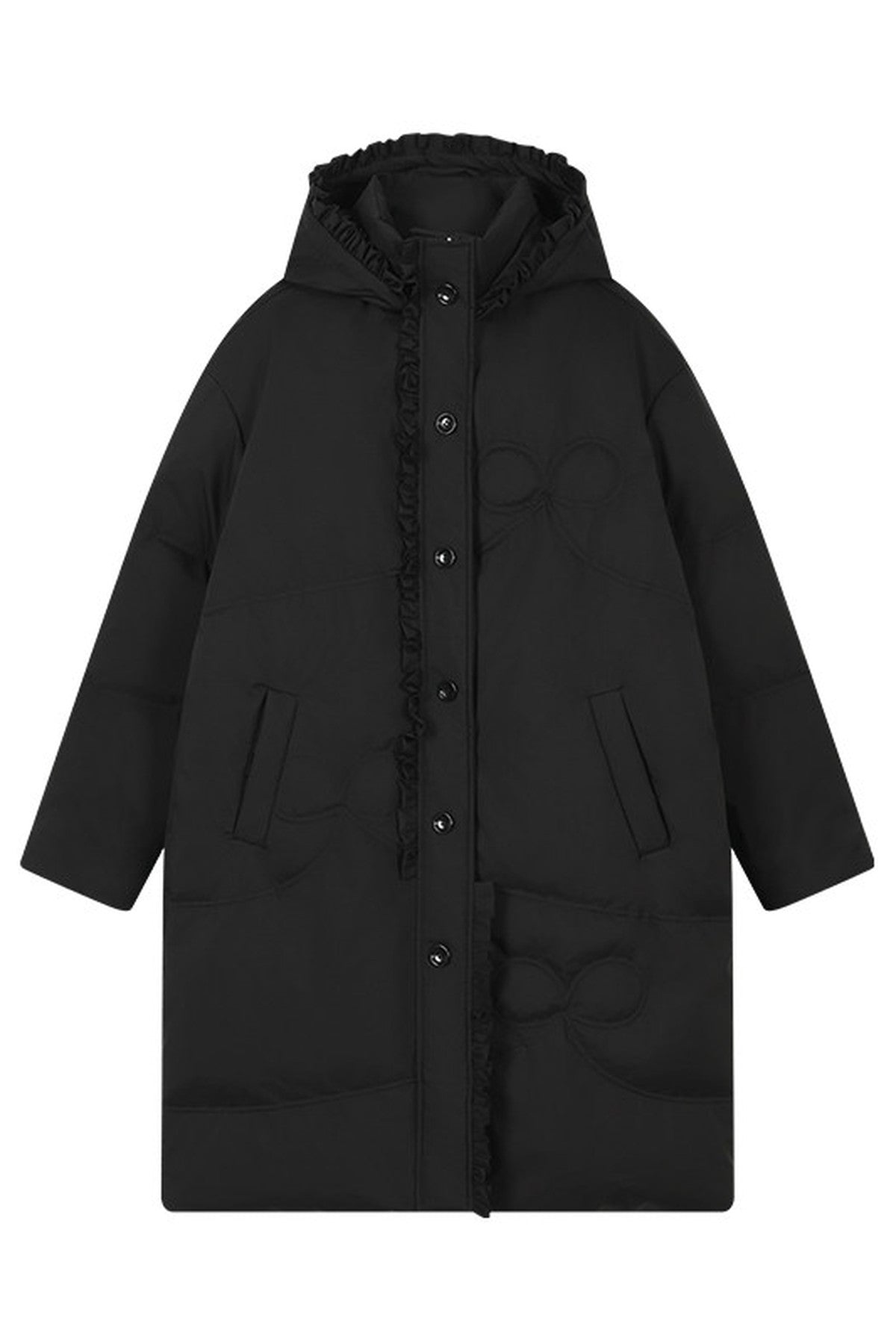 Cloud Pattern Quilted Long Down Jacket