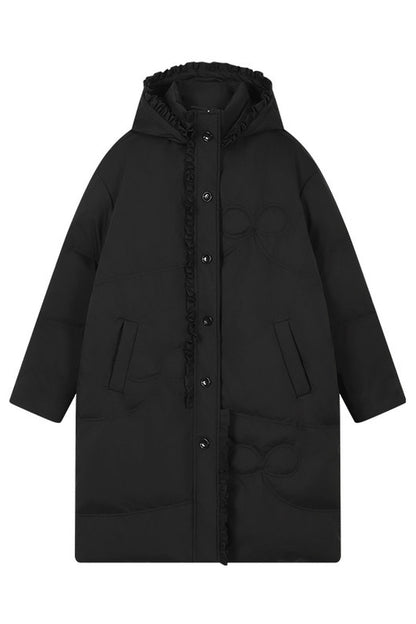 Cloud Pattern Quilted Long Down Jacket