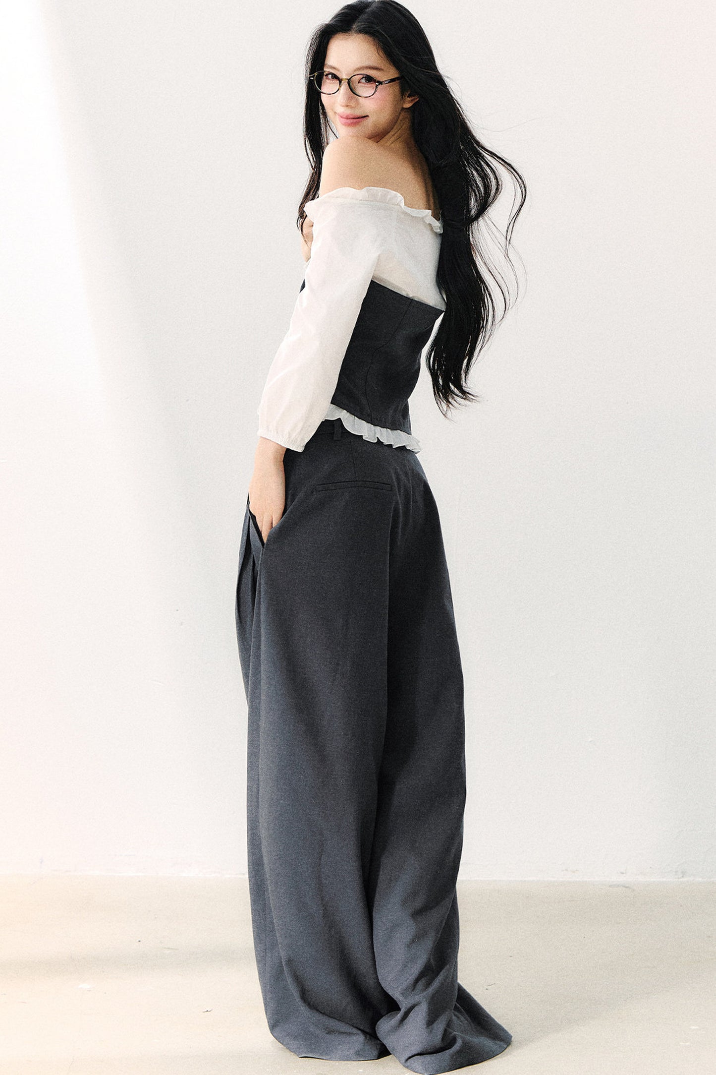 Relaxed Anti-Wrinkle Floor-Length Pants