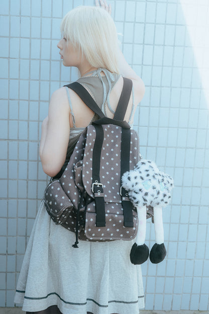 Canvas-Rucksack mit sechszackigem Stern und mehreren Taschen