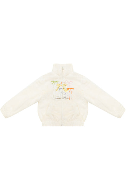Butterfly Embroidery Lamb Wool Jacket