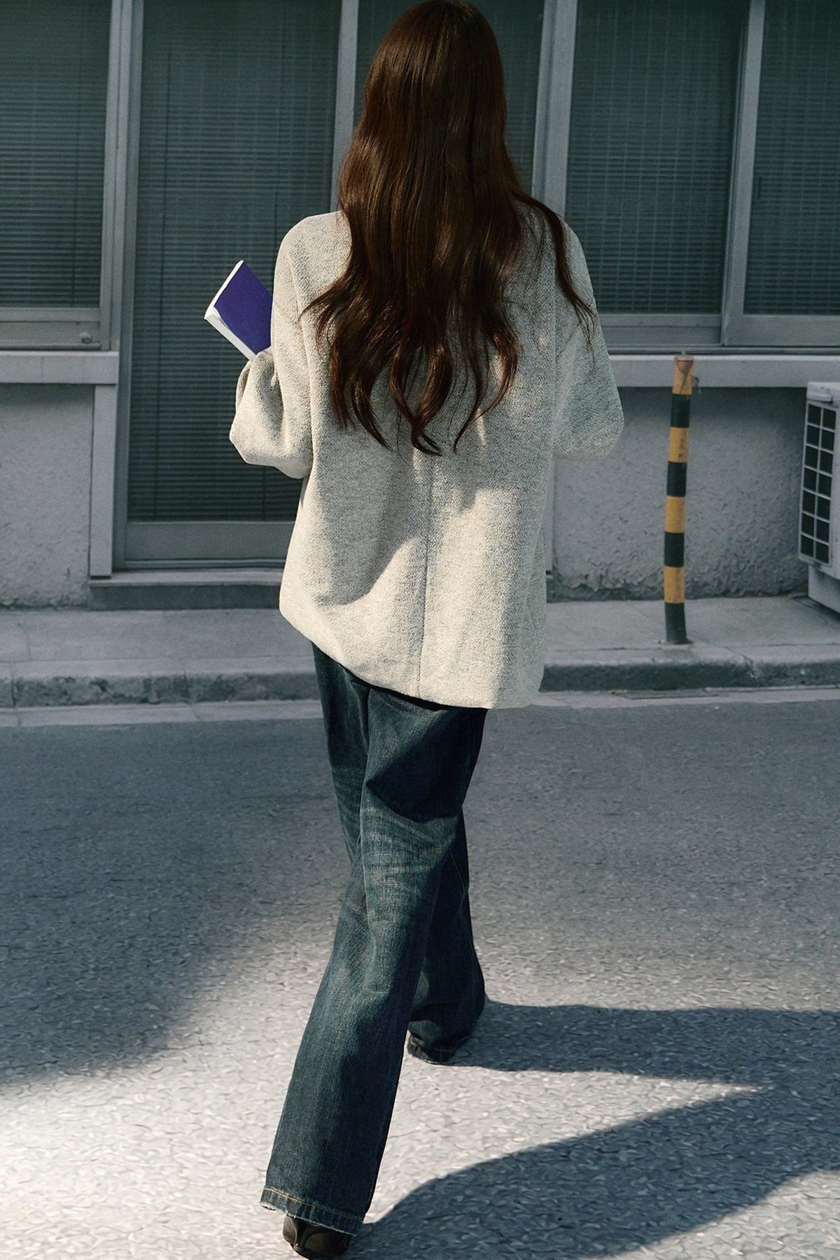 Asymmetrical Scarf Collar Woolen Jacket