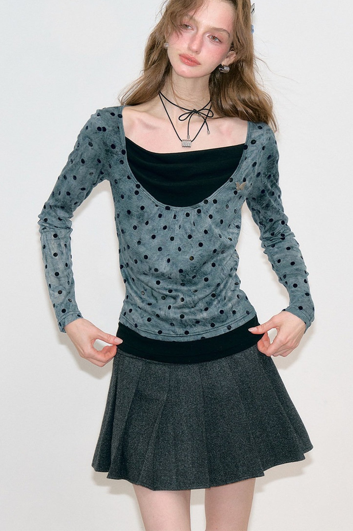 Polka Dot T-Shirt Knit Top