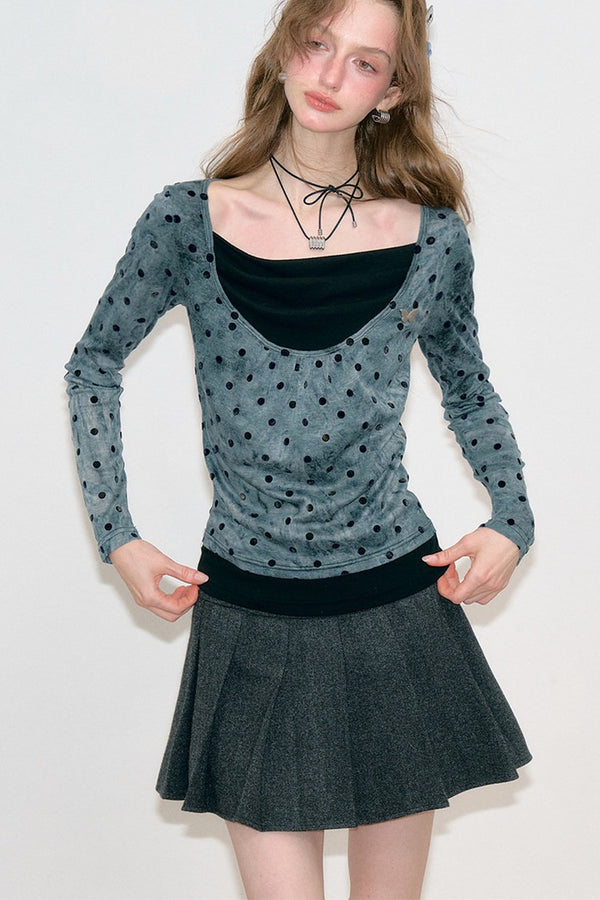 Polka Dot T-Shirt Knit Top