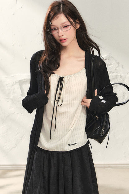 Striped Drawstring Camisole Top Set-Up