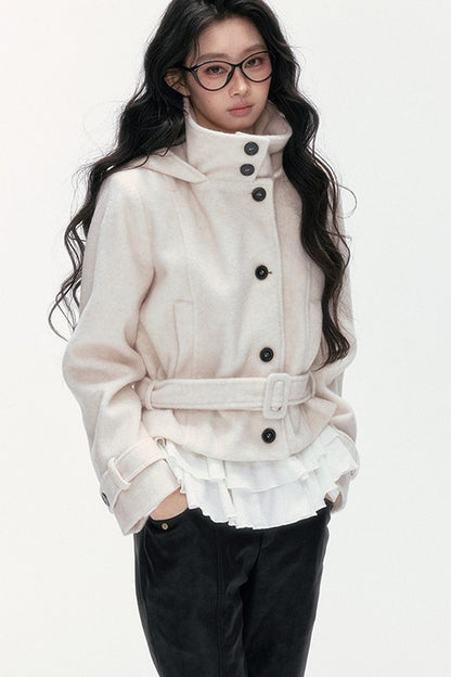 Quilted Woolen Hooded Jacket