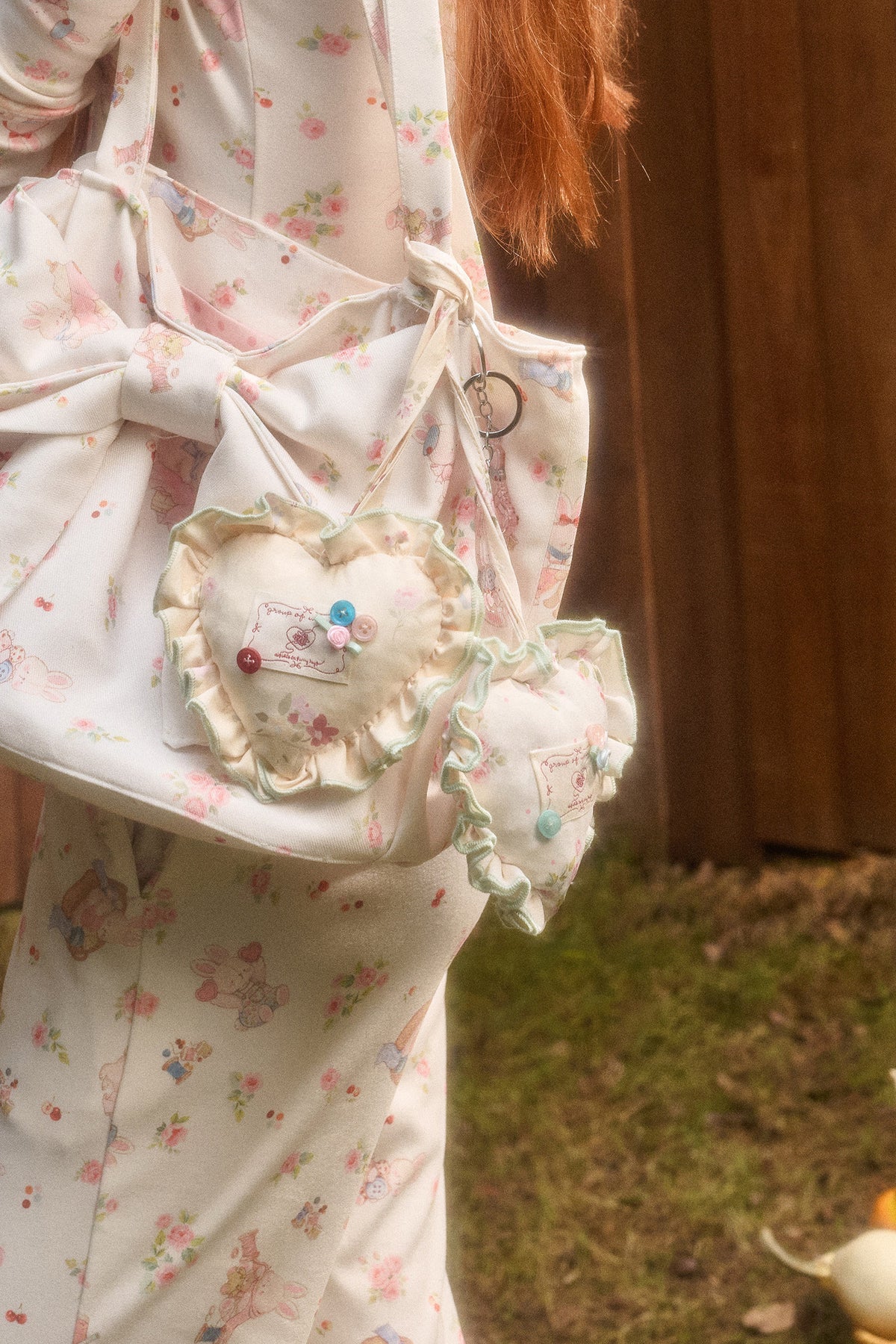 Hand-Painted Heart Pendant Soft Bag