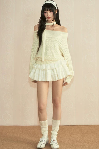 Maglia vintage con laccetto e spalle scoperte