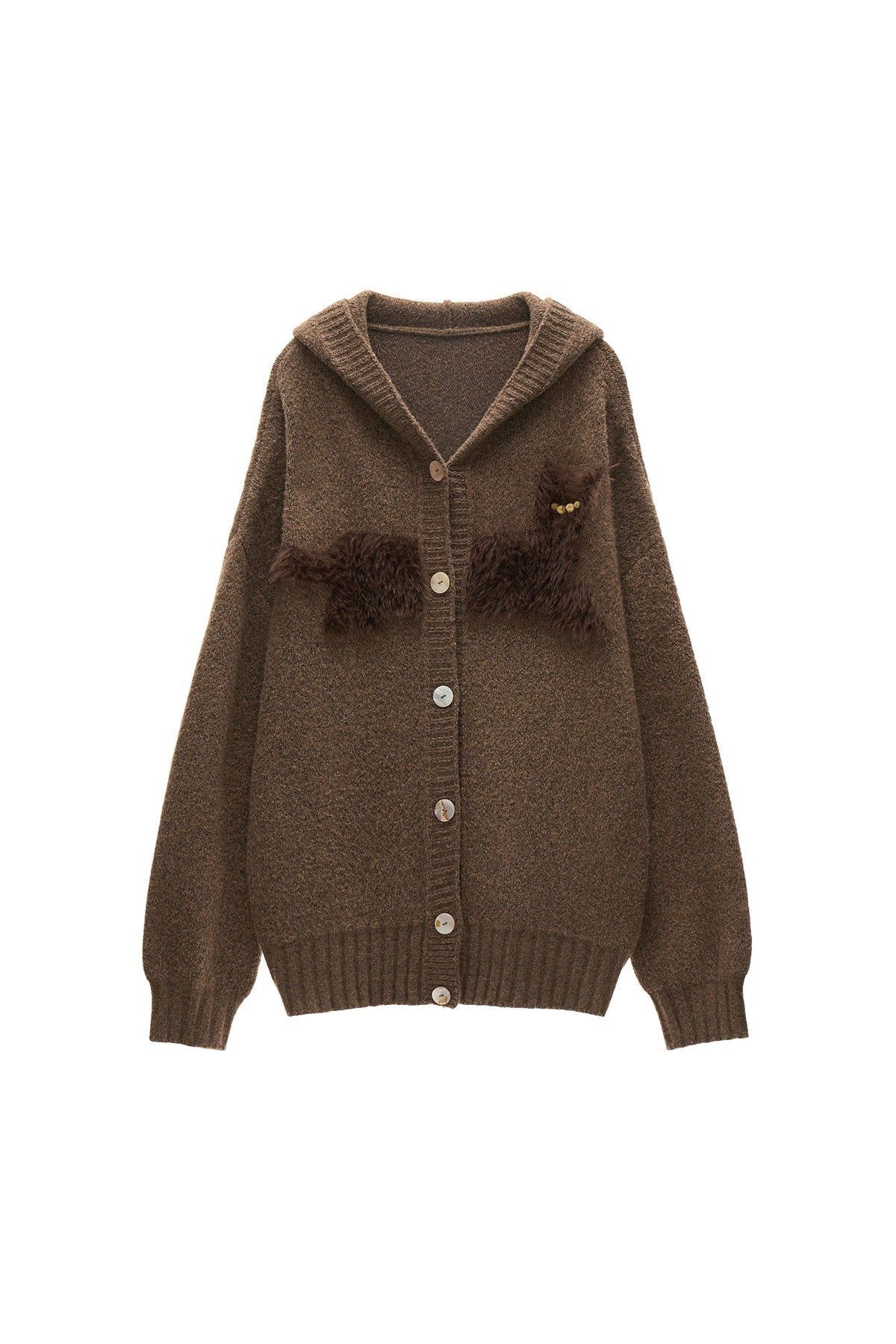 Cat Silhouette Hooded Air Fleece Cardigan