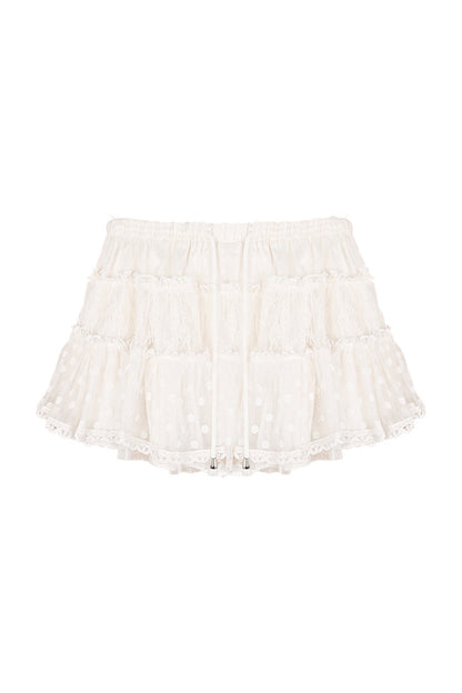 Two-In-One Bow Sweater and Polka Dot Lace Puff Skirt Set-Up