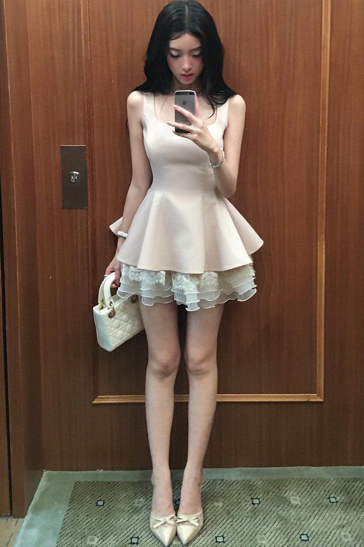 Lace Patchwork Puffy Short Princess Dress