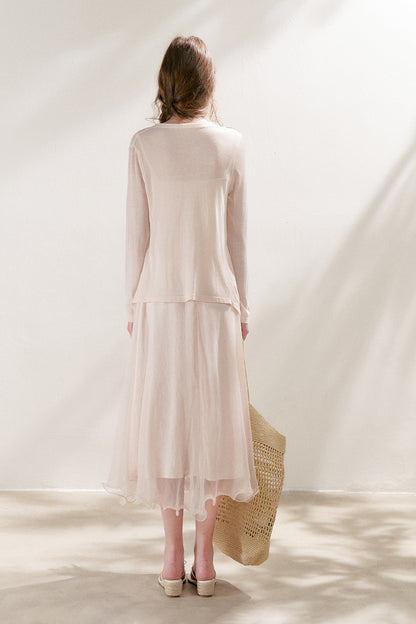 Thin Loose Knit Lace Cardigan and Cami Set