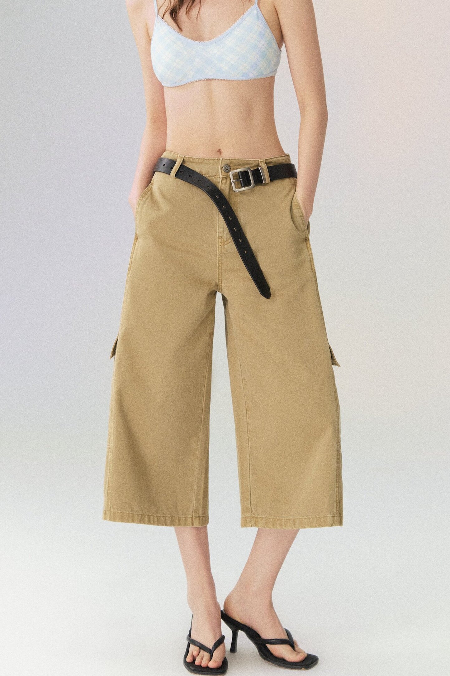 Workwear Casual Denim Cropped Pants