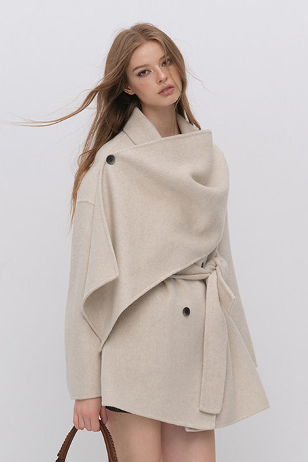 Half Shawl Wool Coat