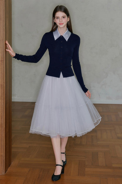 Spliced Acetate Collar Cardigan