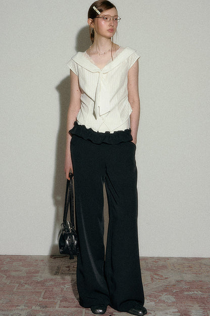 Lace-Trimmed Striped Blouse