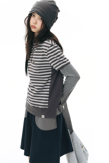 Gonna in felpa blu navy con tasche