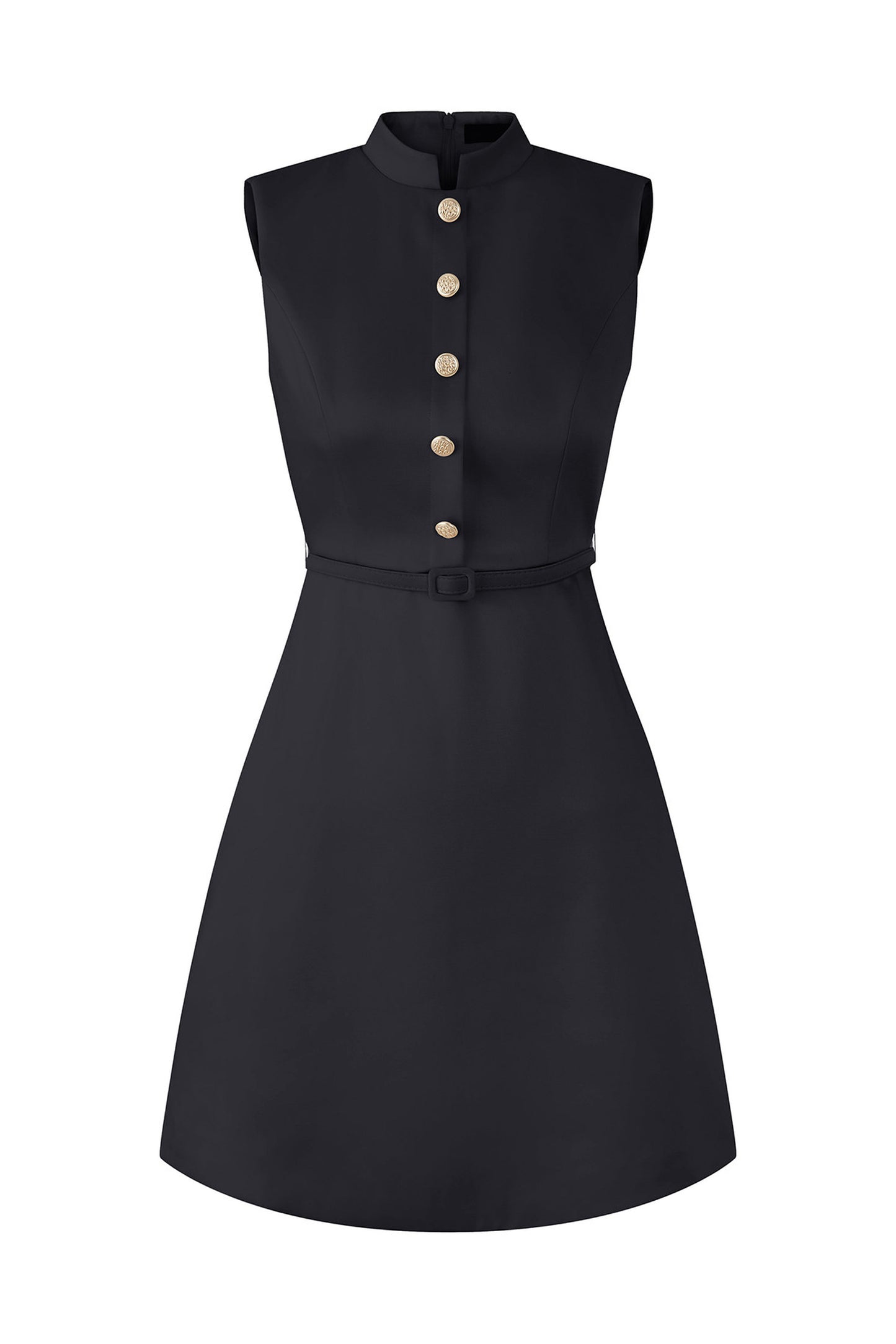 A-Linien-Kleid mit Stehkragen