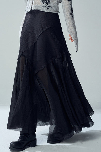 Black Asymmetrical Maxi Skirt