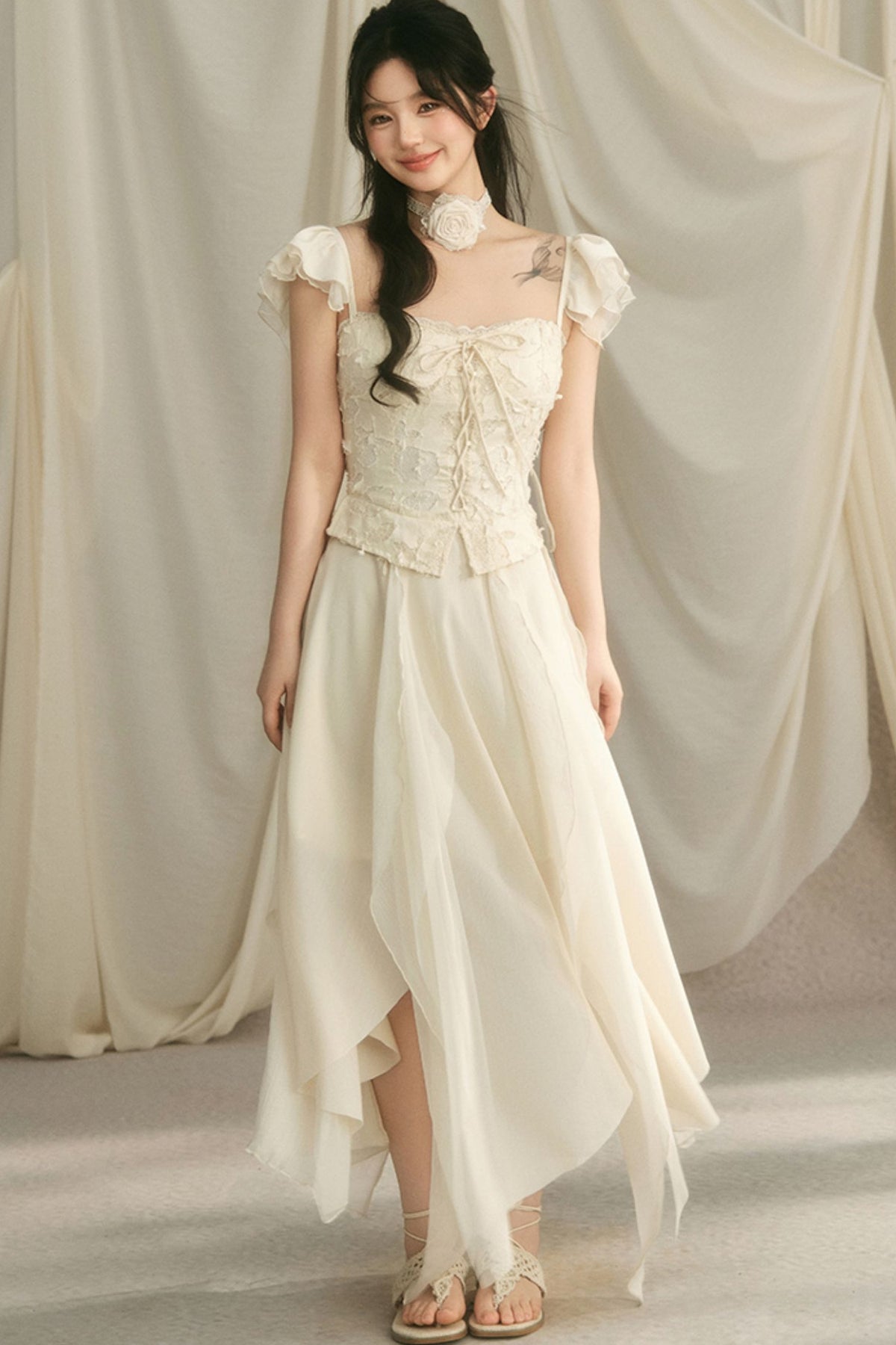 Irregular Hem Flutter Dress
