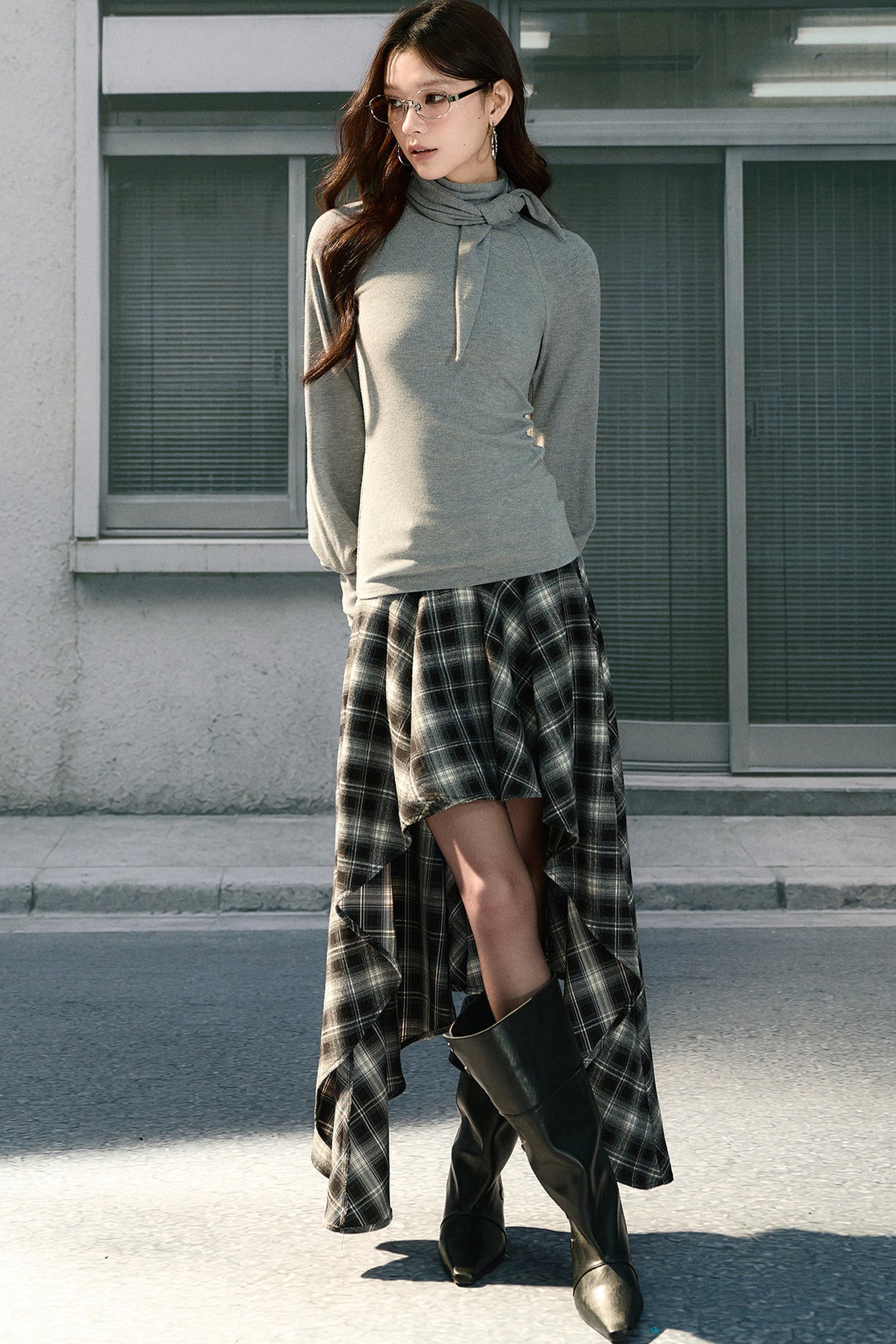 Ribbon Lantern Sleeve Knit Top