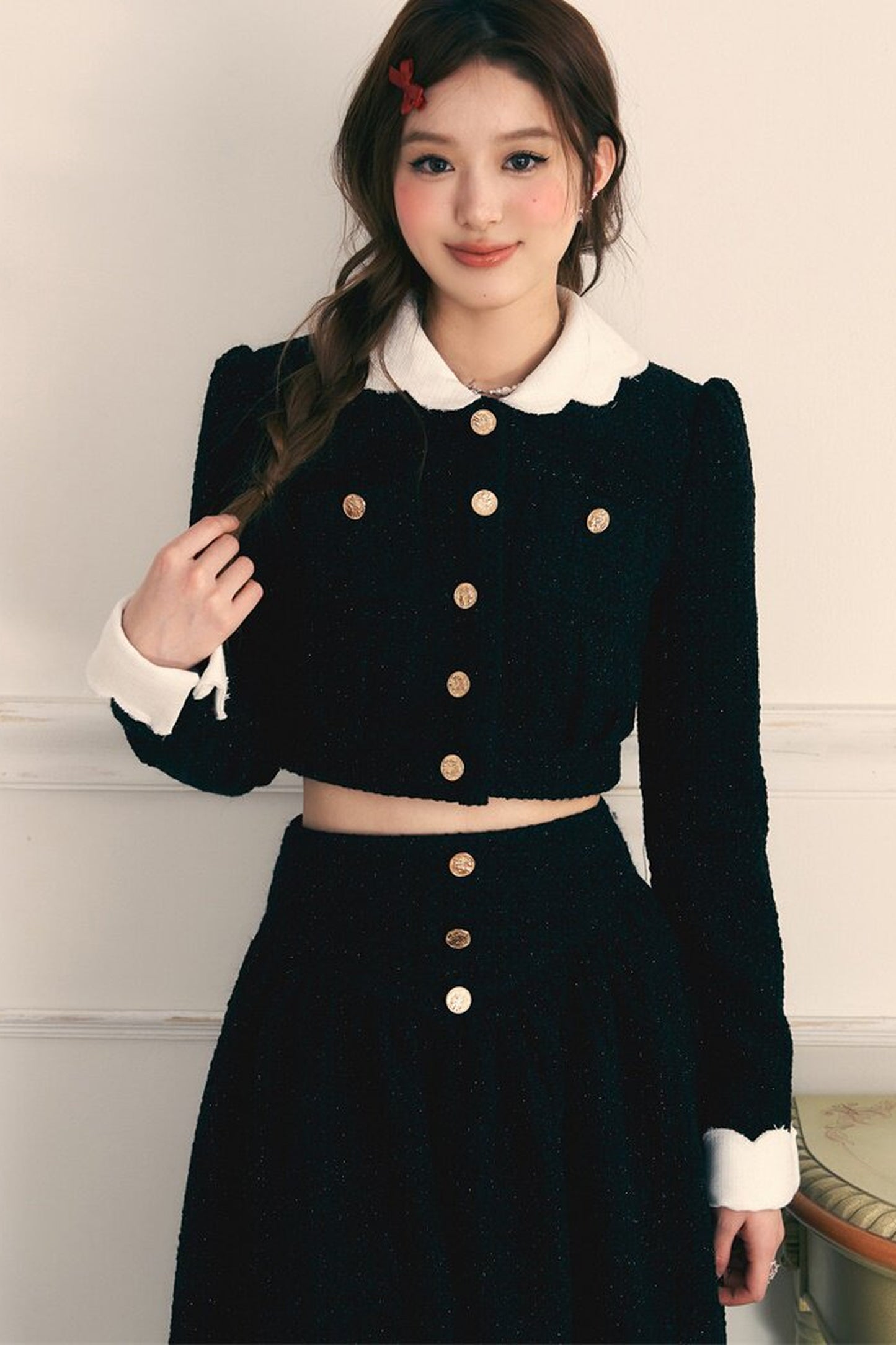 Tweed Jacket and Long Skirt Two-Piece Set