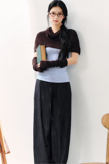 Detachable Shawl Knit Top Set-Up