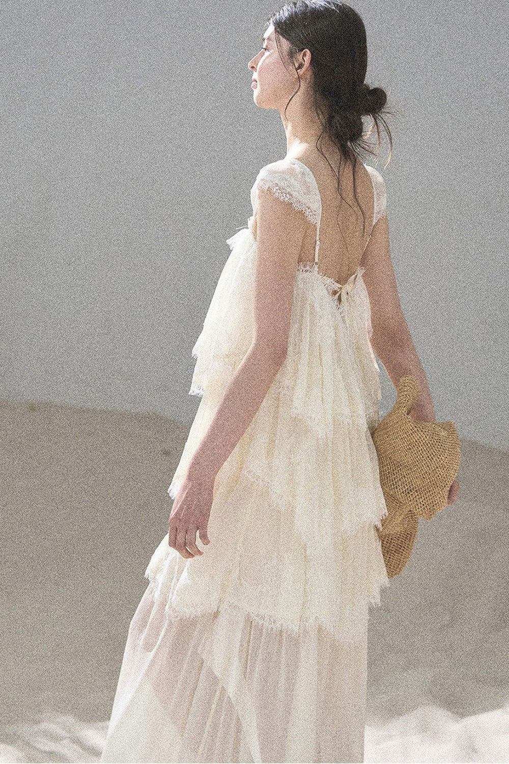 Asymmetric French Lace Mesh Top Set