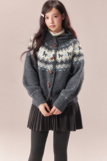 Fair Isle Toggle Knit Cardigan