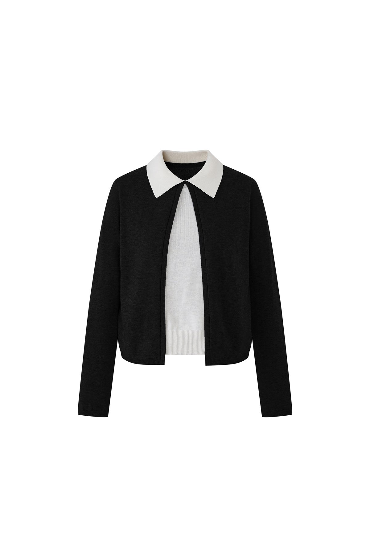 Color-Block Layered-Look Wool Knit Top