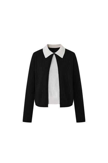 Color-Block Layered-Look Wool Knit Top