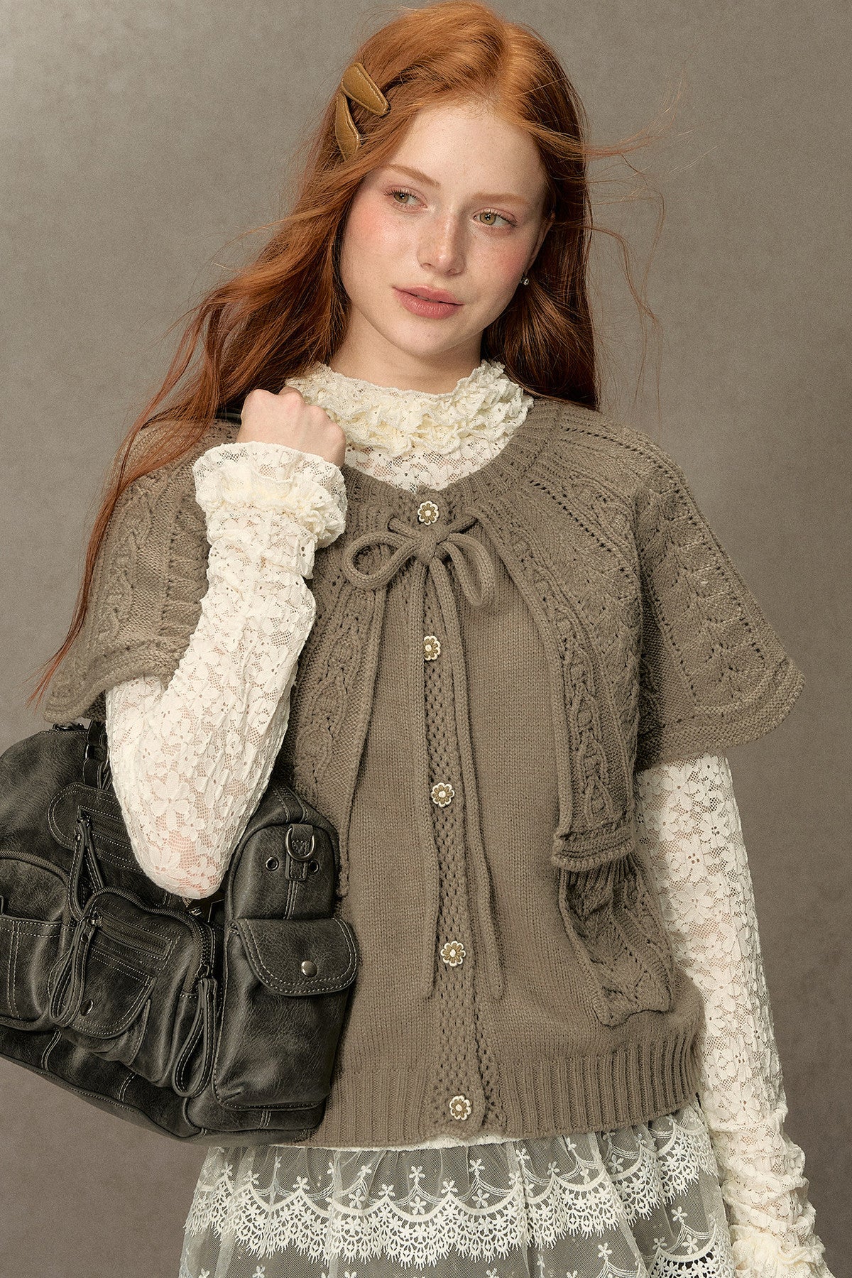 Cable Knit Cape Sweater
