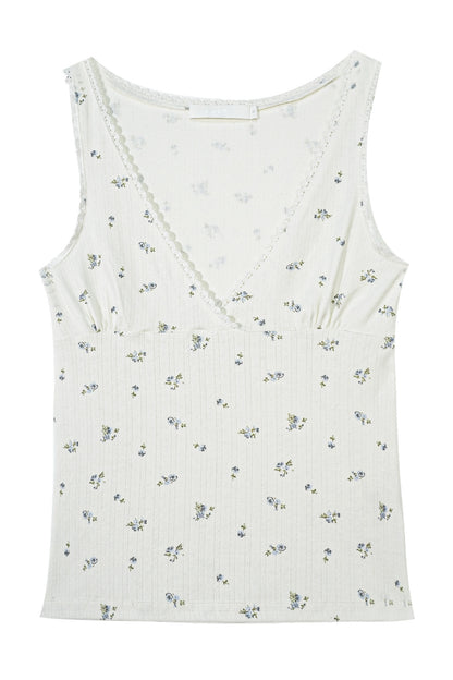 White Floral Lace V-Neck Top