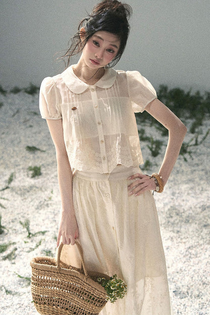French Floral Lace Two-Piece Set