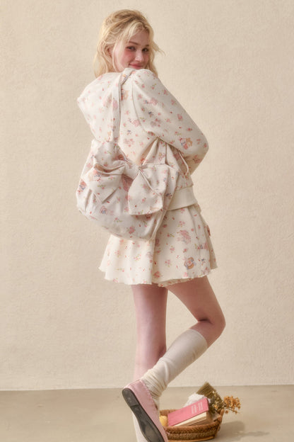 Bunny Print Hoodie Skirt Set-Up