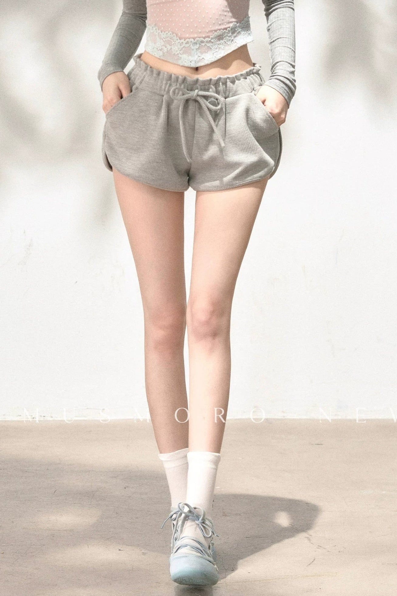 Pleated Floral Wide-Leg Shorts