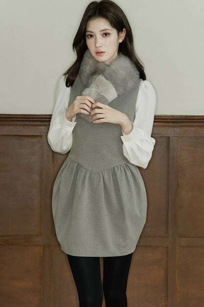 Loose Wool Blend Puff Sleeve Shirt