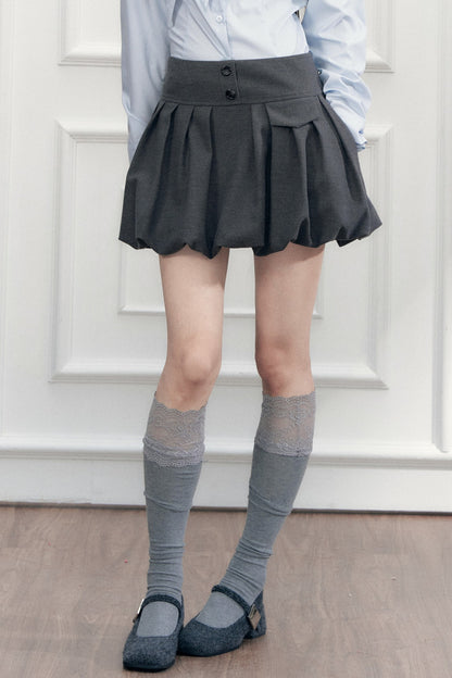 High Waist Pleated Pocket Skirt